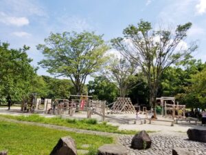 令和2年2月に新設された庄和総合公園の木製アスレチック遊具